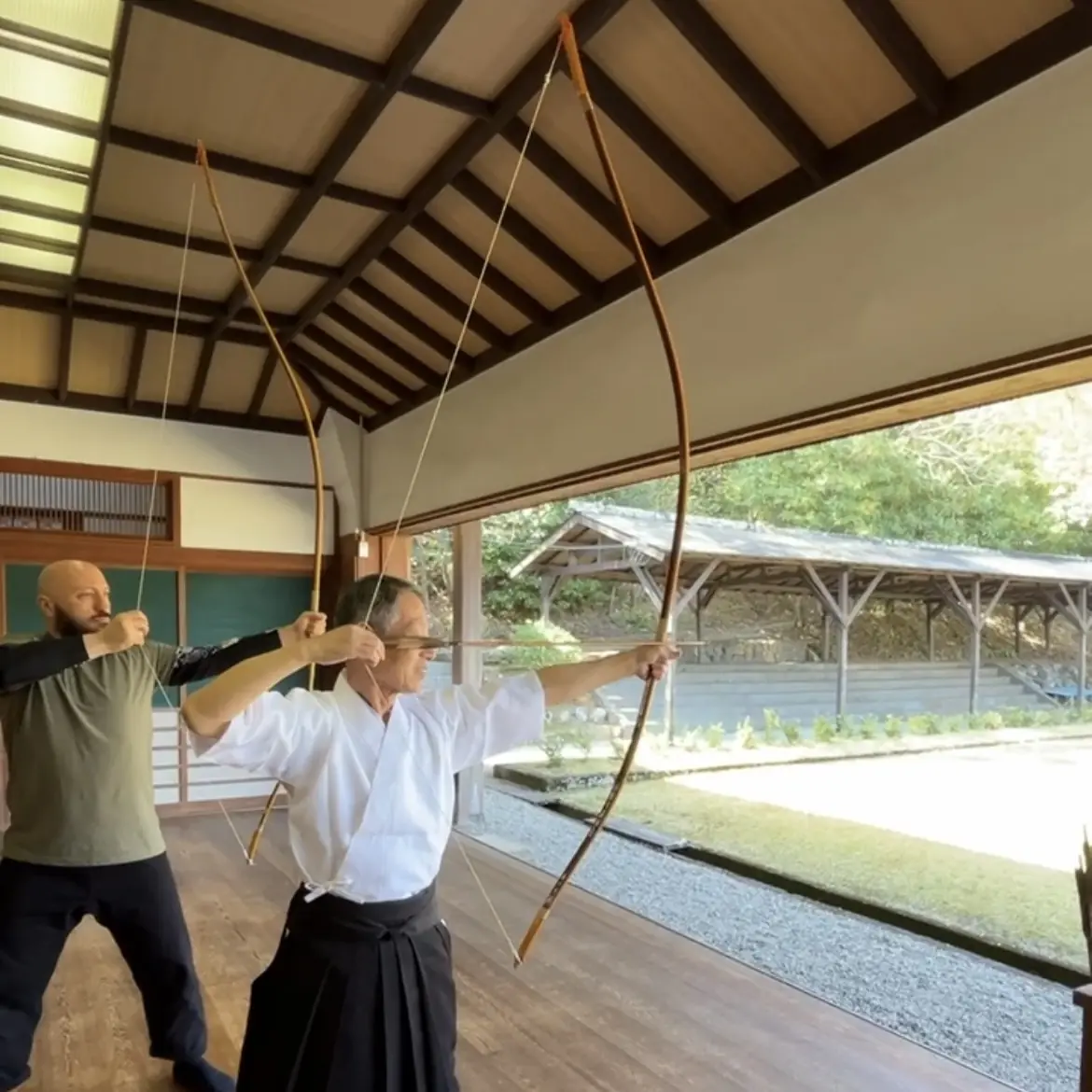 Olgun learning Kyudo (traditional Japanese archery) in Mie Prefecture Japan from Urano Yuji Sensei [7th Dan Kyudo]